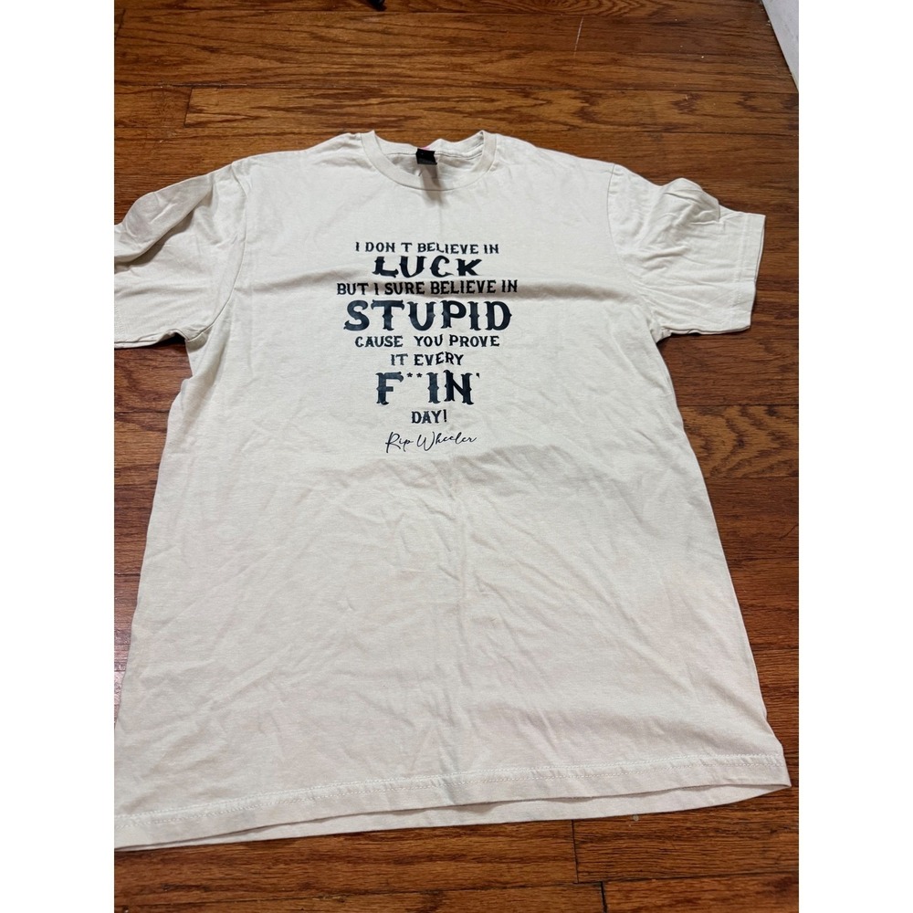 Yellowstone Rip Wheeler Quote Graphic T-Shirt Cream Women medium Short Sleeve